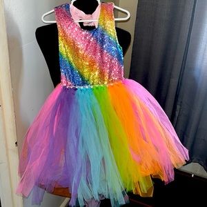 Rainbow colored dance tutu dress